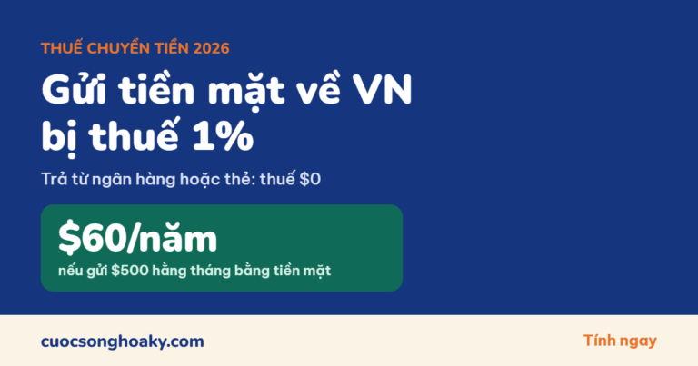 Gửi tiền về Việt Nam bị thuế 1% khi nào? Cách gửi không mất thuế và tính chi phí thật