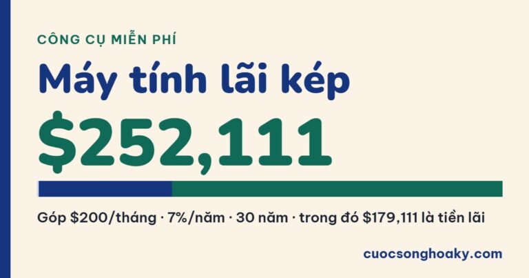 Máy tính lãi kép Cuộc Sống Hoa Kỳ