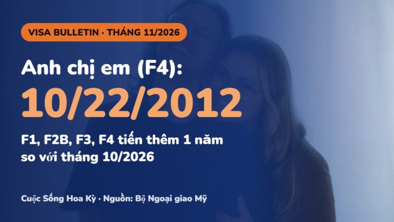 Lịch Visa Bulletin tháng 11/2026: diện F4 anh chị em tới ngày ưu tiên 10/22/2012